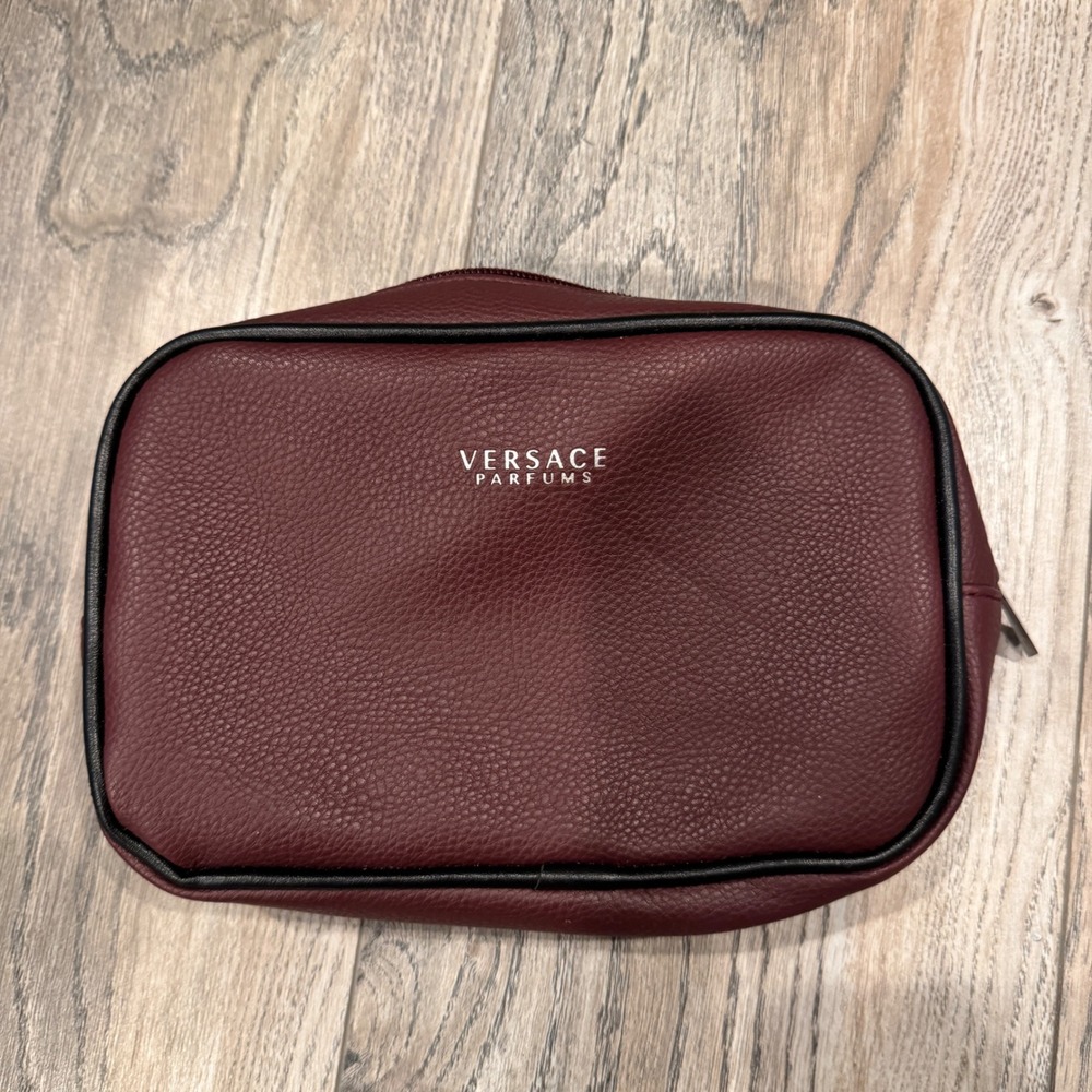 Versace Parfums Burgundy Toiletry Bag ONLY Turkish Airlines Travel Pouch Greek